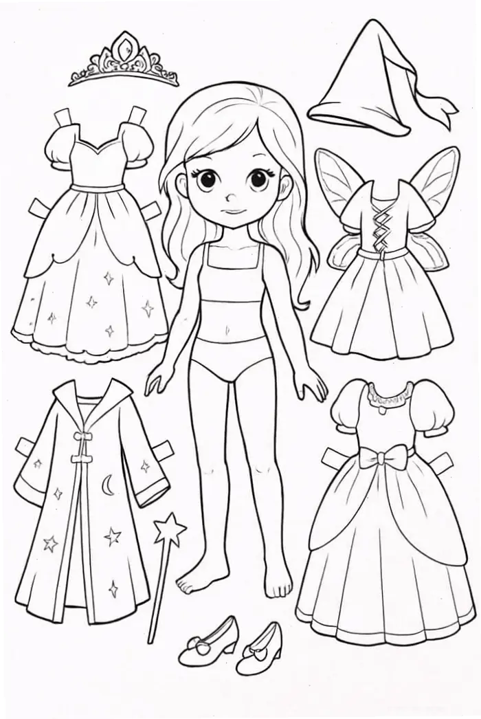85+ Tranh tô màu Paper Doll búp bê giấy Chibi độc đáo