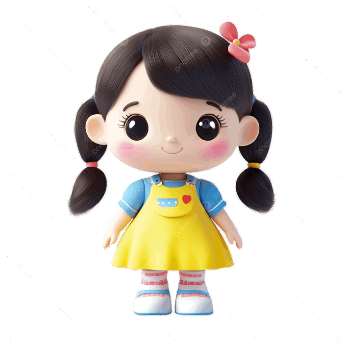 Hình ảnh Búp Bê Hoạt Hình Dễ Thương Với Bím Tóc PNG , Búp Bê Dễ Thương,  Nhân Vật Hoạt Hình, Thiết Kế Cô Bé PNG trong suốt và Vector để tải