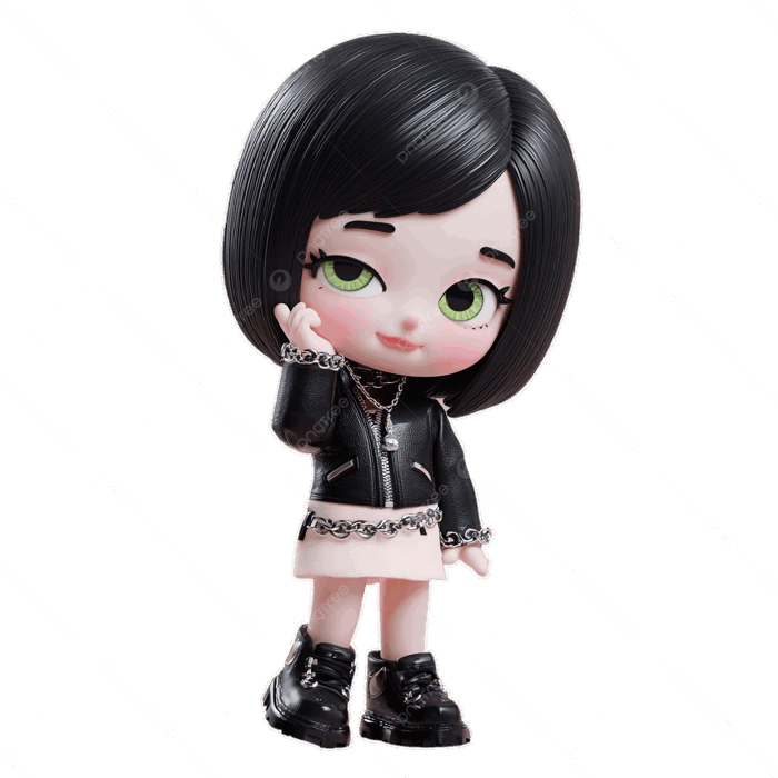 Hình ảnh Búp Bê Chibi Pop Mart Thời Thượng Theo Phong Cách Gothic Với Mái  Tóc đen Và đôi Mắt Xanh Lá Cây PNG , Clipart Của Một Con Búp Bê, Clipart