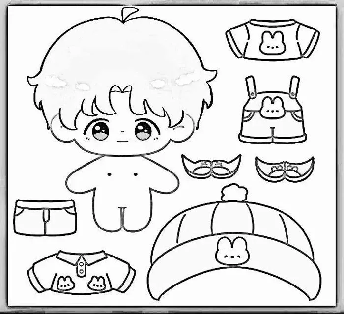 Búp Bê Giấy Chibi Cute Không Màu