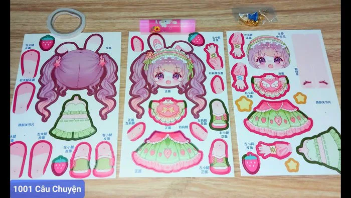 Sticker giấy có khớp cute/Hướng dẫn làm nhanh búp bê giấy có khớp chi tiết  với đinh vàng,hồ sáp thơm