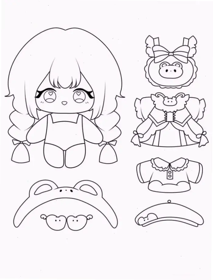 85+ Tranh tô màu Paper Doll búp bê giấy Chibi độc đáo