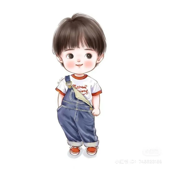 Hình Chibi Bé Trai Ngộ Nghĩnh Trang Trí Sinh Nhật Thôi Nôi, Đầy Tháng MH99  - Miễn Phí Thiết Kế