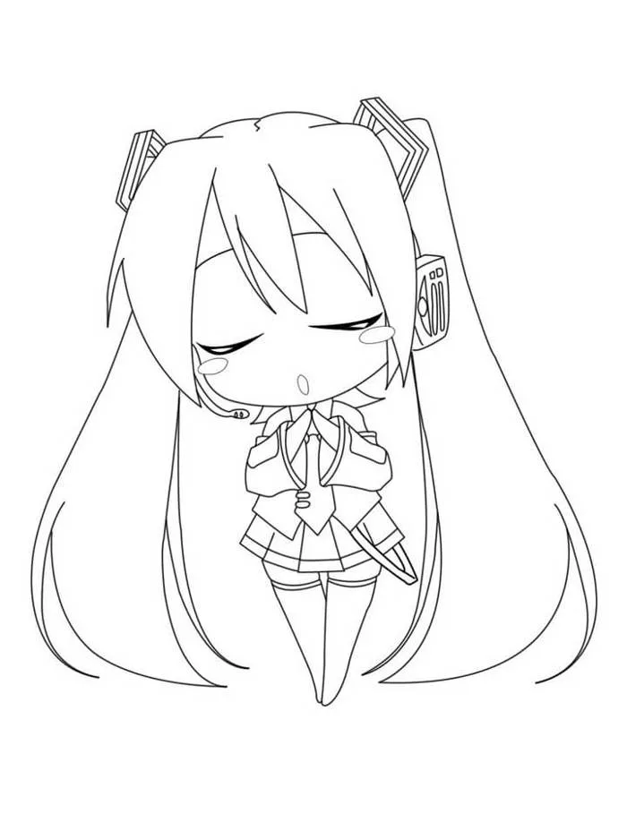 Tô màu Hatsune Miku Nhỏ Bé Đáng Yêu - Trang Tô Màu Cho Bé