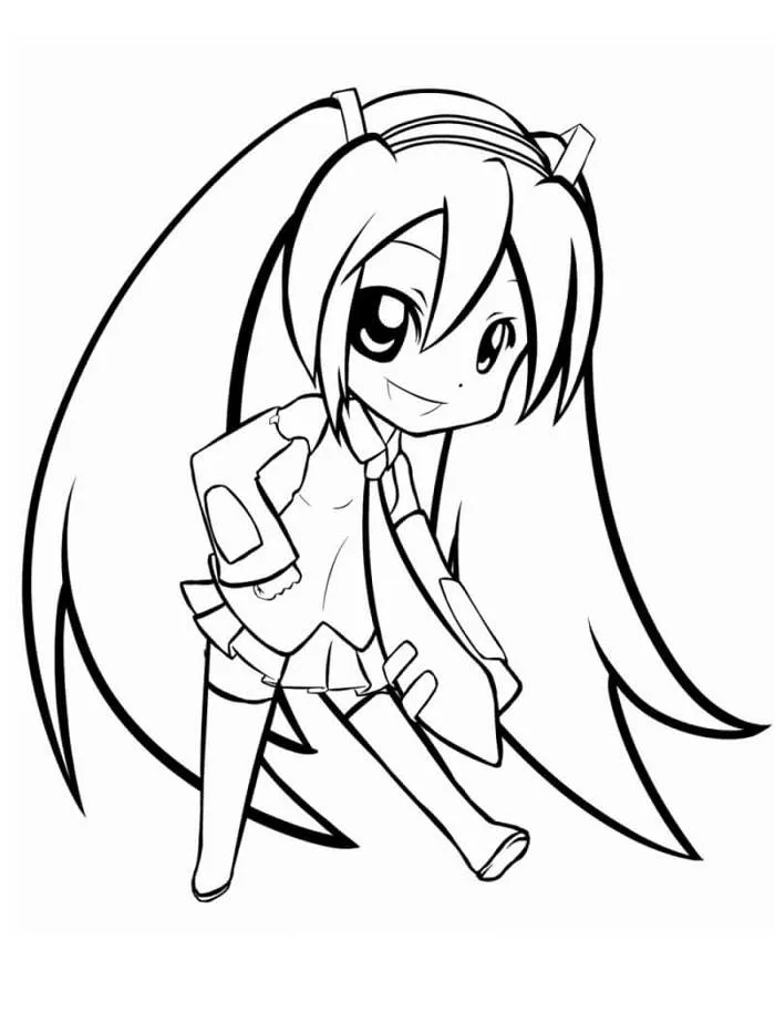 Tô màu Hatsune Miku chibi - Trang Tô Màu Cho Bé
