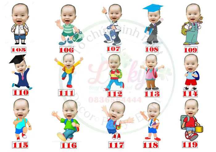 CB10 – Hình chibi bé trai học sinh, đi học. - lucky