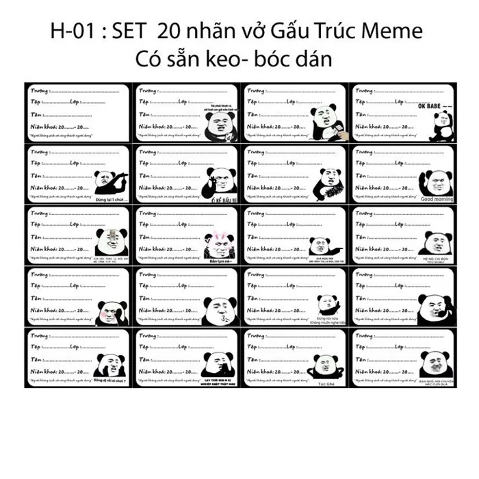 nhãn vở gấu trúc meme 60 hình / nhãn dán gấu trúc meme ngầu bựa | Shopee  Việt Nam