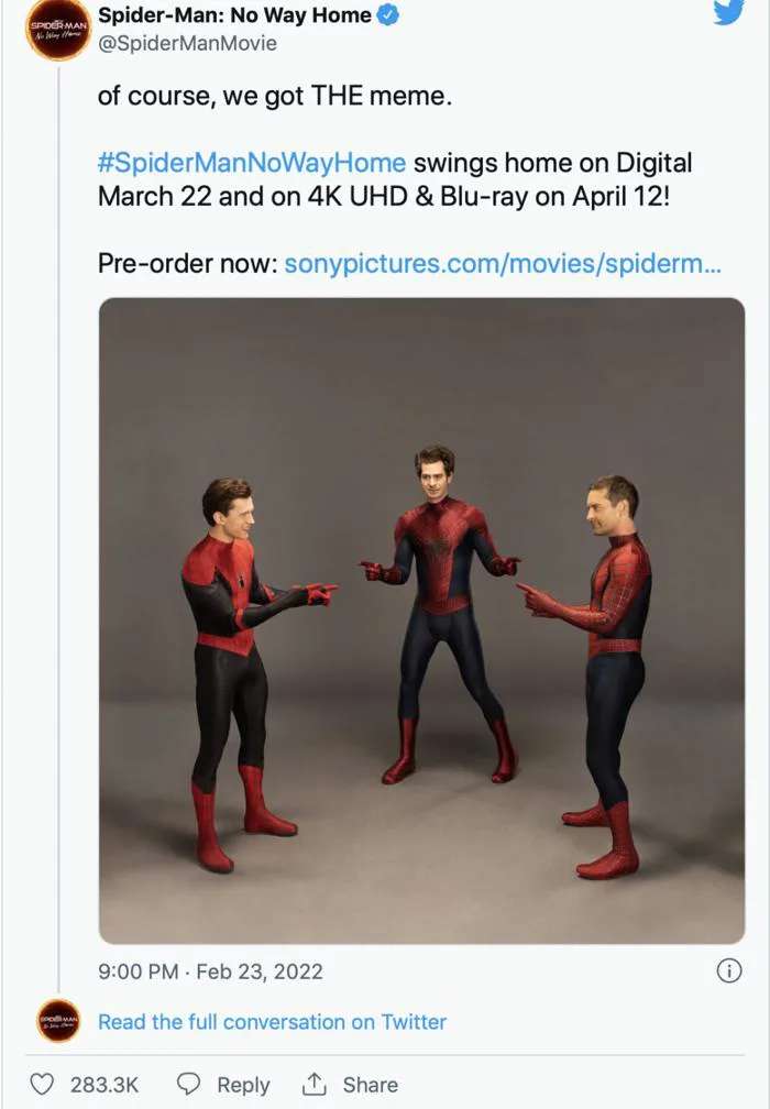 Tom Holland cùng Tobey Maguire và Andrew Garfield tái hiện lại meme kinh  điển của Người