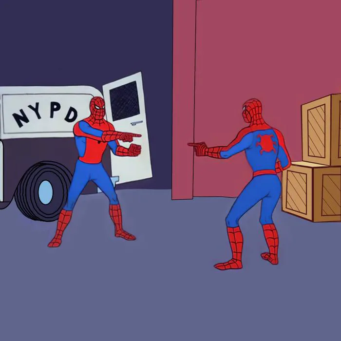 Tao vẽ meme này từ đầu, mất cả tháng trời, để tưởng nhớ hai phim  Spiderverse đó. Vuốt sang trái để xem template trắng nha :) : r/Spiderman