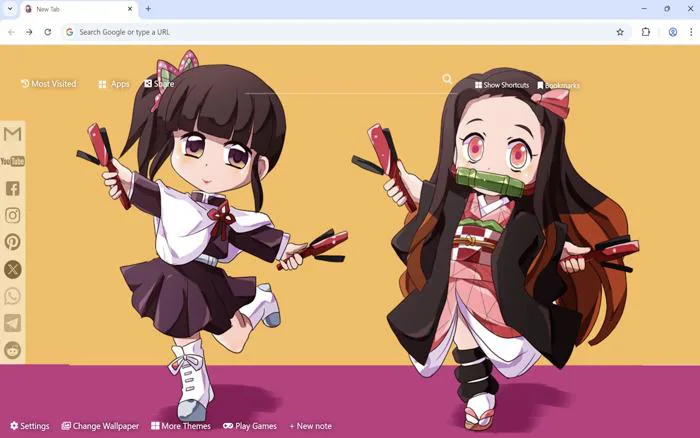 Demon Slayer Nezuko Chibi Wallpaper New Tab - Cửa hàng Chrome trực tuyến