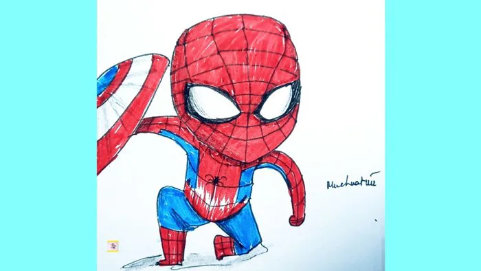 drawing spider man chibi | vẽ người nhện cute | mucluatvu