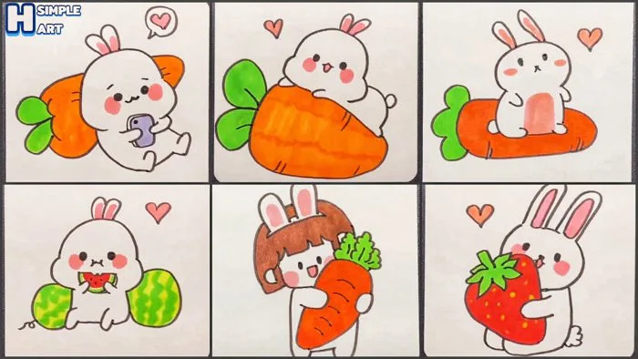 Vẽ con Thỏ cute đáng yêu - How To Draw Cute Rabbit | Draw Animals #10