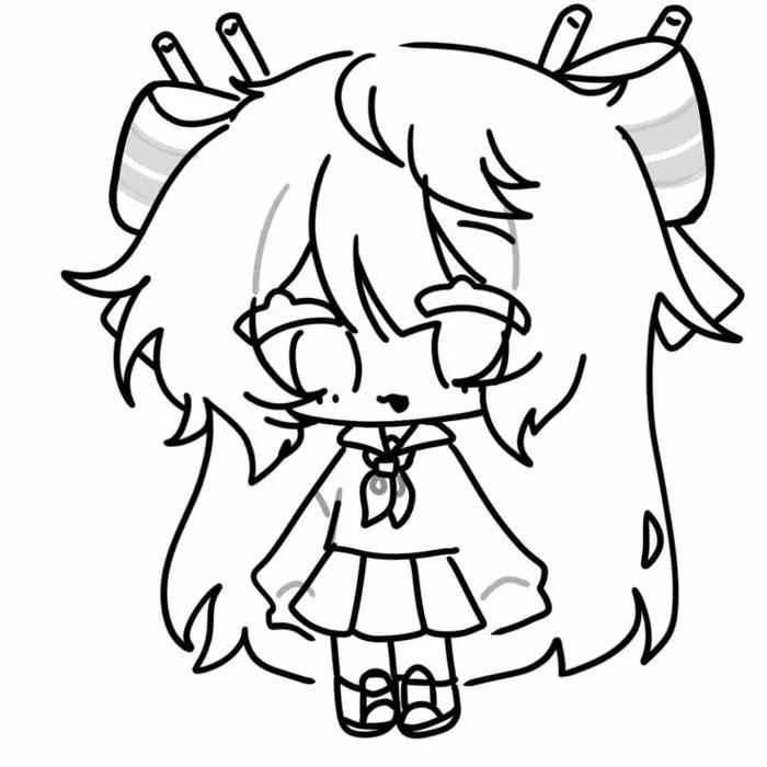 Chibi cute tô màu | Anime nữ cute dễ vẽ, Hình vẽ anime không màu, Chibi