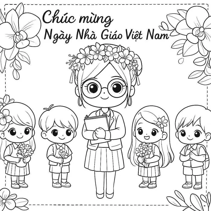 Tranh tô màu chào mừng 20/11 cho bé