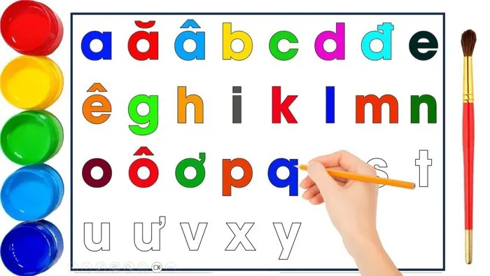 Bé tập đọc và tô màu 29 chữ cái tiếng việt | Bảng chữ cái tiếng việt mầm  non cho Bé