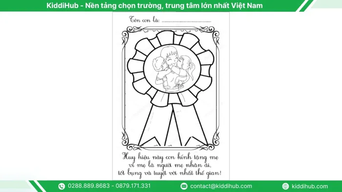 Tranh tô màu 8/3 cho bé tặng mẹ, bà, cô giáo