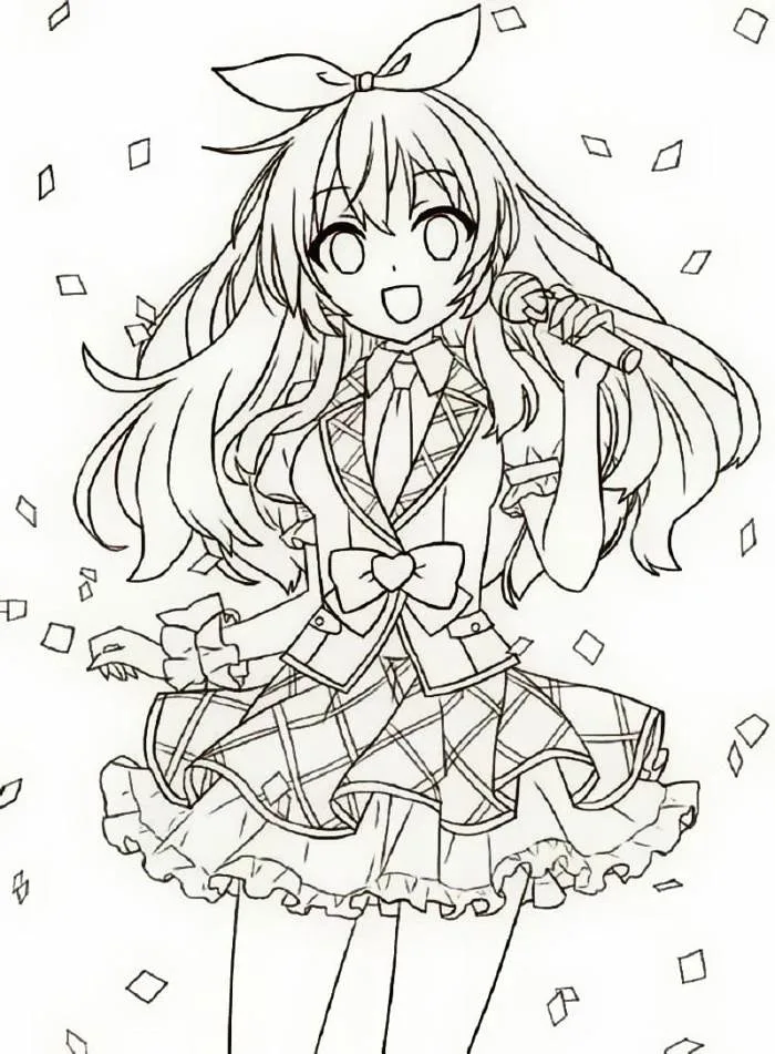 Tô màu Cô Bé Anime Đáng Yêu - Trang Tô Màu Cho Bé
