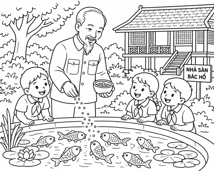 Tranh tô màu Bác Hồ