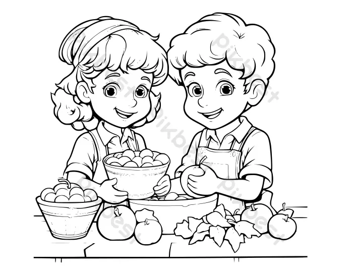 Tải miễn phí Tranh Tô Màu Bé Trai Và Bé Gái Dễ Thương Dành Cho Bé Công cụ  đồ họa | EPS chuyên nghiệp - Pikbest