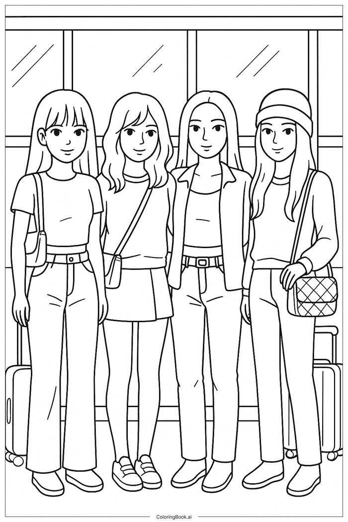 Trang Tô Màu Blackpink tại Sân bay - Phong cách thời trang (Có thể In Miễn  Phí dưới định dạng PDF & PNG)