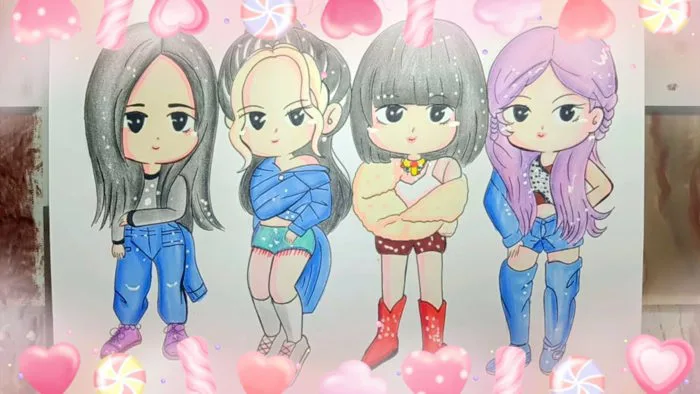 Đăngkute TV. NBtM tập 167. Vẽ Nhóm Black Pink Chibi /Drawing Taem Black  Pink Chibi 🎨