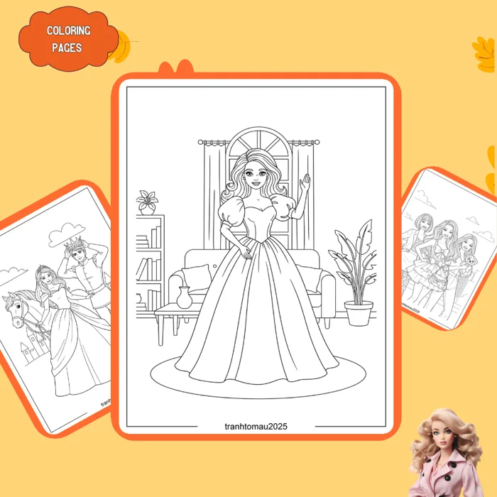 Bộ 50/25/10 tờ tranh tô màu, tranh tập tô cho bé, hình búp bê, giấy A4, A5  dày 160gsm BB175D | Shopee Việt Nam