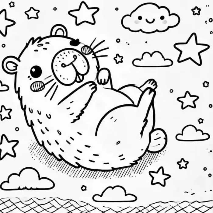Tổng hợp mẫu tranh tô màu capybara đẹp đơn giản cho bé
