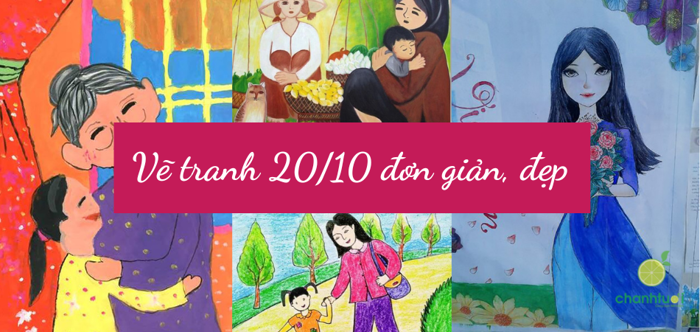 25+ cách vẽ tranh 20/10 đơn giản đẹp tặng mẹ, bà, cô giáo