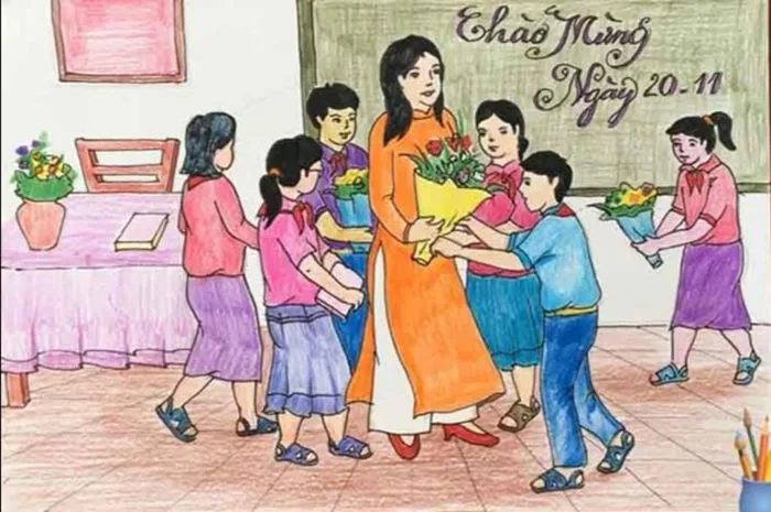 Tổng hợp tranh vẽ 20/10 đơn giản mà đẹp để tặng Mẹ, Cô giáo