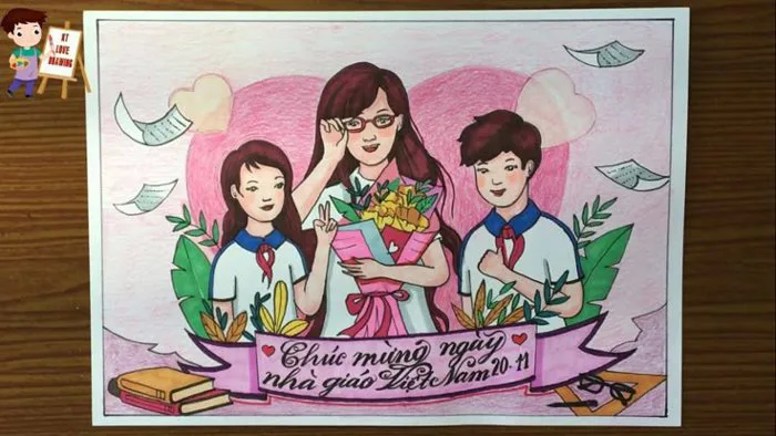 Vẽ Tranh Đề Tài Nhà Giáo Việt Nam 20-11 / Vẽ thiệp chúc mừng ngày nhà giáo  20-11 / Mỹ thuật 8