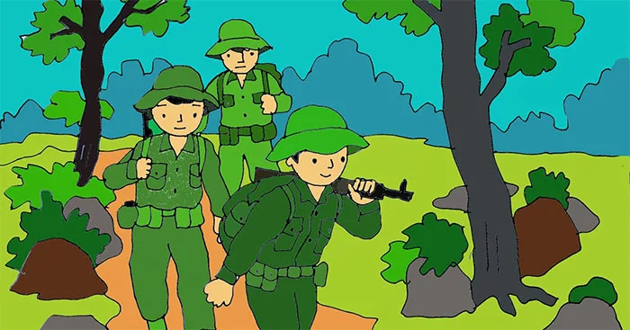 Kể về cuộc gặp gỡ với các chú bộ đội nhân ngày 22/12 (14 mẫu + Sơ đồ tư  duy) - Văn 9