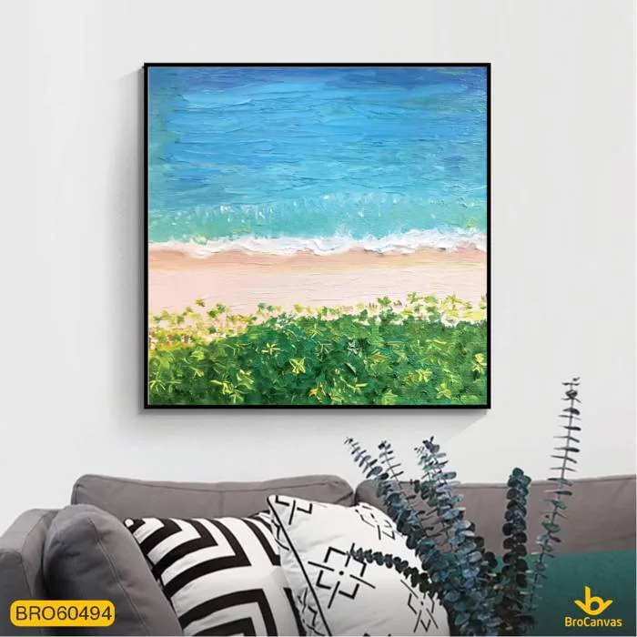 Tranh Phong Cảnh Biển Xanh Và Cỏ Cây Vẽ Sơn Dầu Acrylic In Canvas BRO60494 Tranh Phong Cảnh Biển Xanh Và Cỏ Cây Vẽ Sơn Dầu Acrylic In Canvas BRO60494