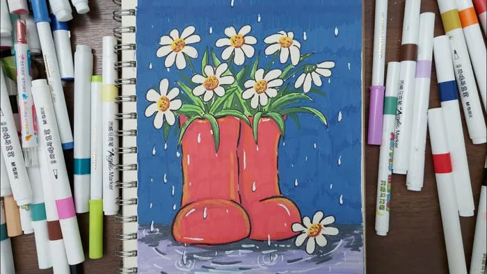 vẽ tranh đơn giản cho người mới / vẽ hoa trong mưa / màu acrylic marker #drawing #drawingtutorial vẽ tranh đơn giản cho người mới / vẽ hoa trong mưa / màu acrylic marker #drawing #drawingtutorial