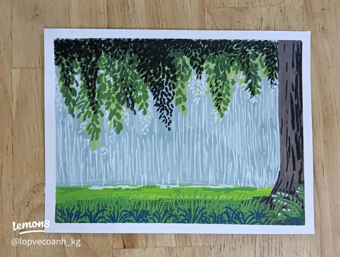 Cách vẽ tranh phong cảnh mưa bằng màu acrylic đơn giản mà đẹp Cách vẽ tranh phong cảnh mưa bằng màu acrylic đơn giản mà đẹp