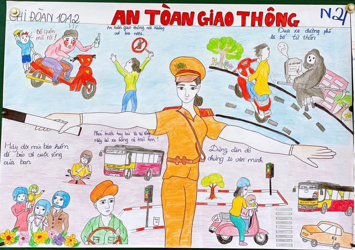 VẼ TRANH TUYÊN TRUYỀN AN TOÀN GIAO THÔNG- NỤ CƯỜI NGÀY MAI