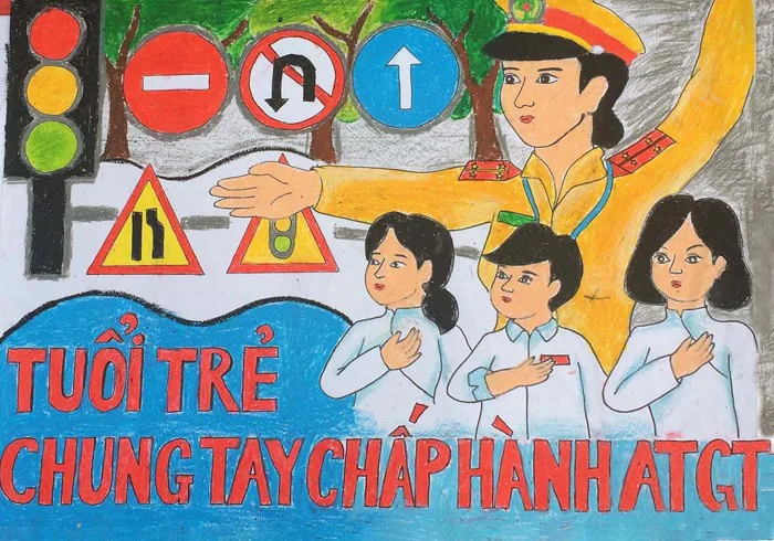 Vẽ tranh an toàn giao thông trên giấy A3 đơn giản, đẹp và ý nghĩa