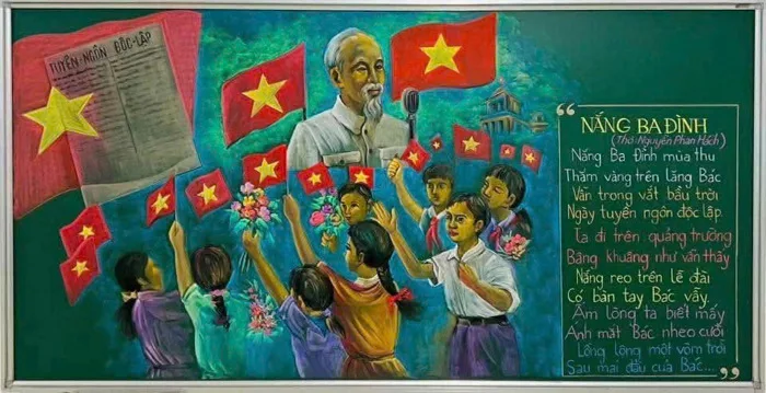 Bức tranh Bác Hồ với thiếu nhi của thầy giáo xứ Nghệ thu hút người dân Thủ  đô dịp Đại lễ