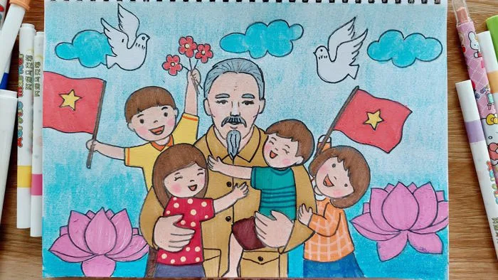 Vẽ tranh Bác Hồ với thiếu nhi | Vẽ Bác Hồ #drawing #art #vetranh