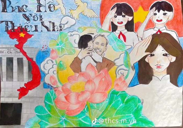 15 Cháu ngoan bác Hồ 😎 ý tưởng | vẽ tranh bác hồ với thiếu hi, vẽ bác hồ  đơn giản, hình nền yêu nước việt nam