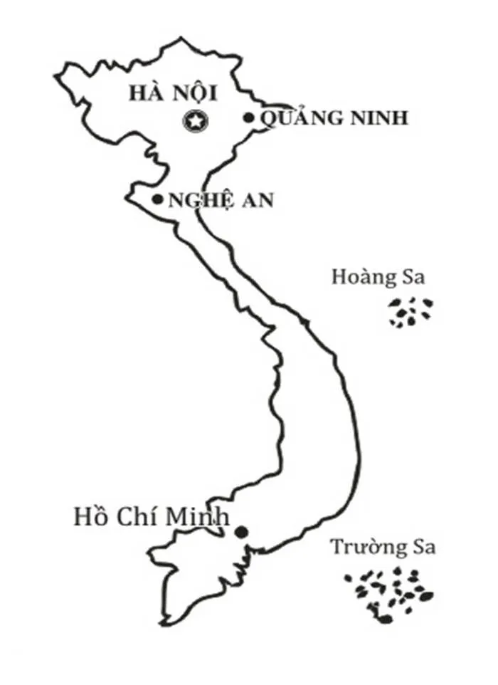 Tô màu Bản đồ Việt Nam đơn giản - Trang Tô Màu Cho Bé