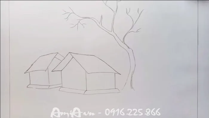 Cách vẽ tranh phong cảnh quê hương đẹp bằng chì