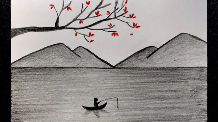 Cách VẼ TRANH PHONG CẢNH bằng BÚT CHÌ | how to draw simple scenery with  pencil