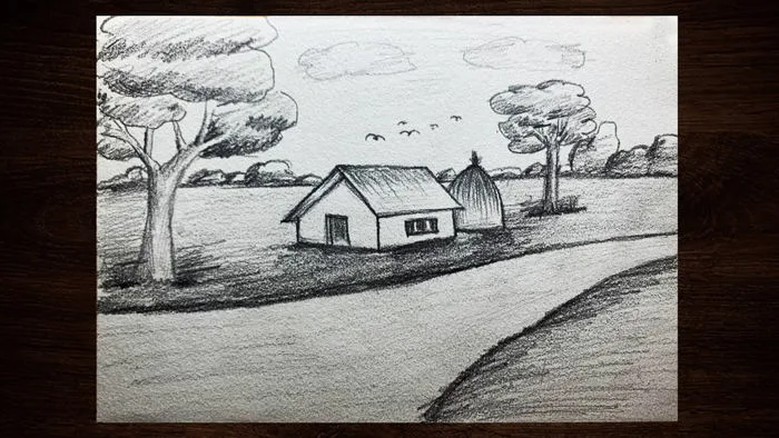Vẽ tranh phong cảnh quê hương bằng bút chì / HOW TO DRAW LANDSCAPE #smileart