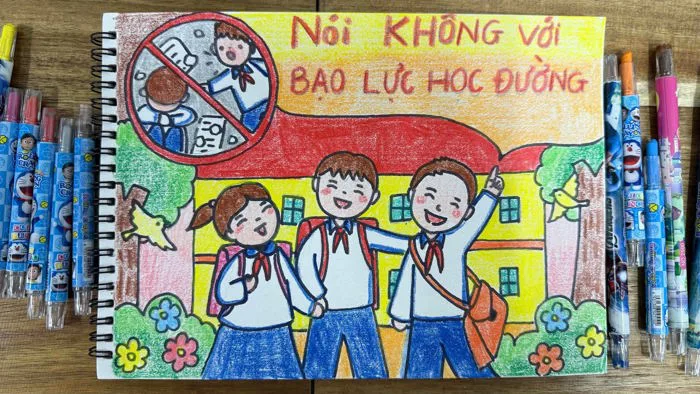 Cách vẽ tranh tuyên truyền phòng chống bạo lực học đường / vẽ tranh phòng  chống bạo lực học đường