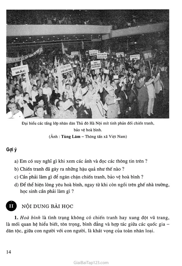 SGK GDCD 9 - Bài 4: Bảo vệ hoà bình