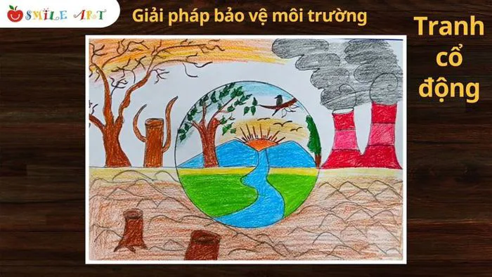 VẼ TRANH CỔ ĐỘNG VÌ TRÁI ĐẤT XANH | tranh ô nhiễm không khí | Vì môi trường  tương lai #smileart