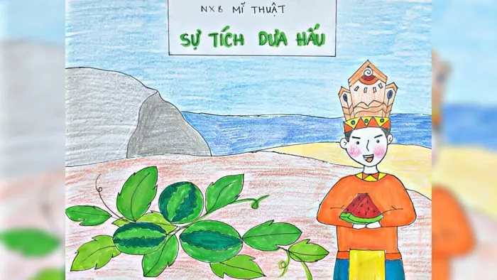 Cách vẽ bìa sách truyện cổ tích Dưa hấu đơn giản | Vẽ minh hoạ Truyện cổ  tích đơn giản