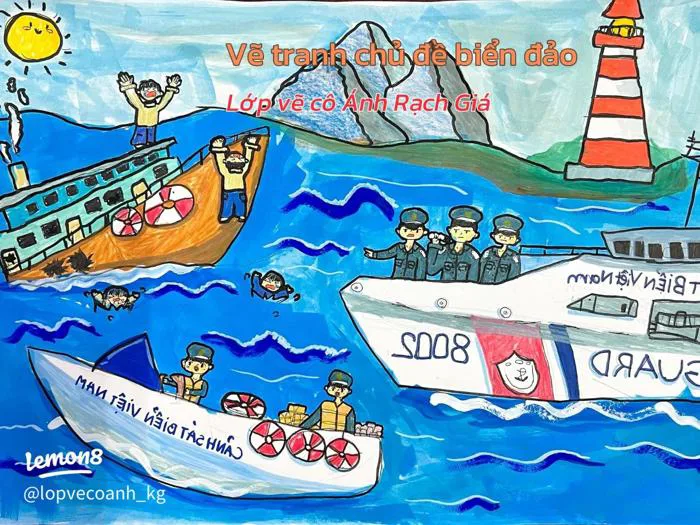 Cách vẽ tranh biển đảo quê hương đẹp, dễ hiểu cho học sinh tiểu học