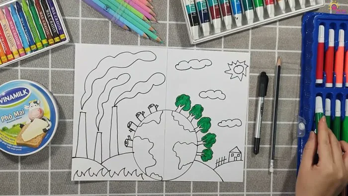 Tạo hình: Vẽ tranh về biến đổi khí hậu-MGL Tạo hình: Vẽ tranh về biến đổi khí hậu-MGL