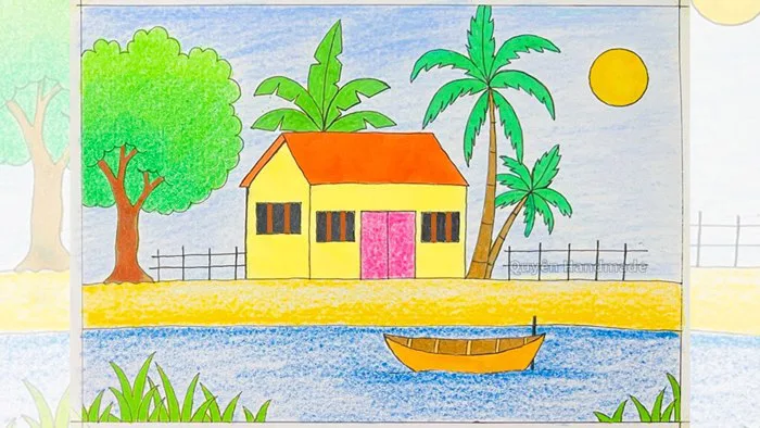 Vẻ đẹp cuộc sống trong tác phẩm mĩ thuật | Vẽ phong cảnh quê hương | Vẽ  tranh phong cảnh quê hương